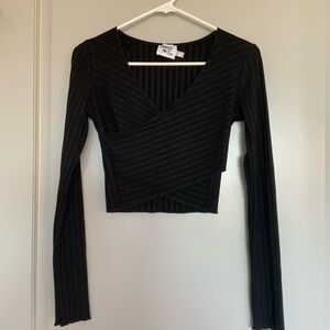 Princess Polly ribbed cross front crop top, size 4